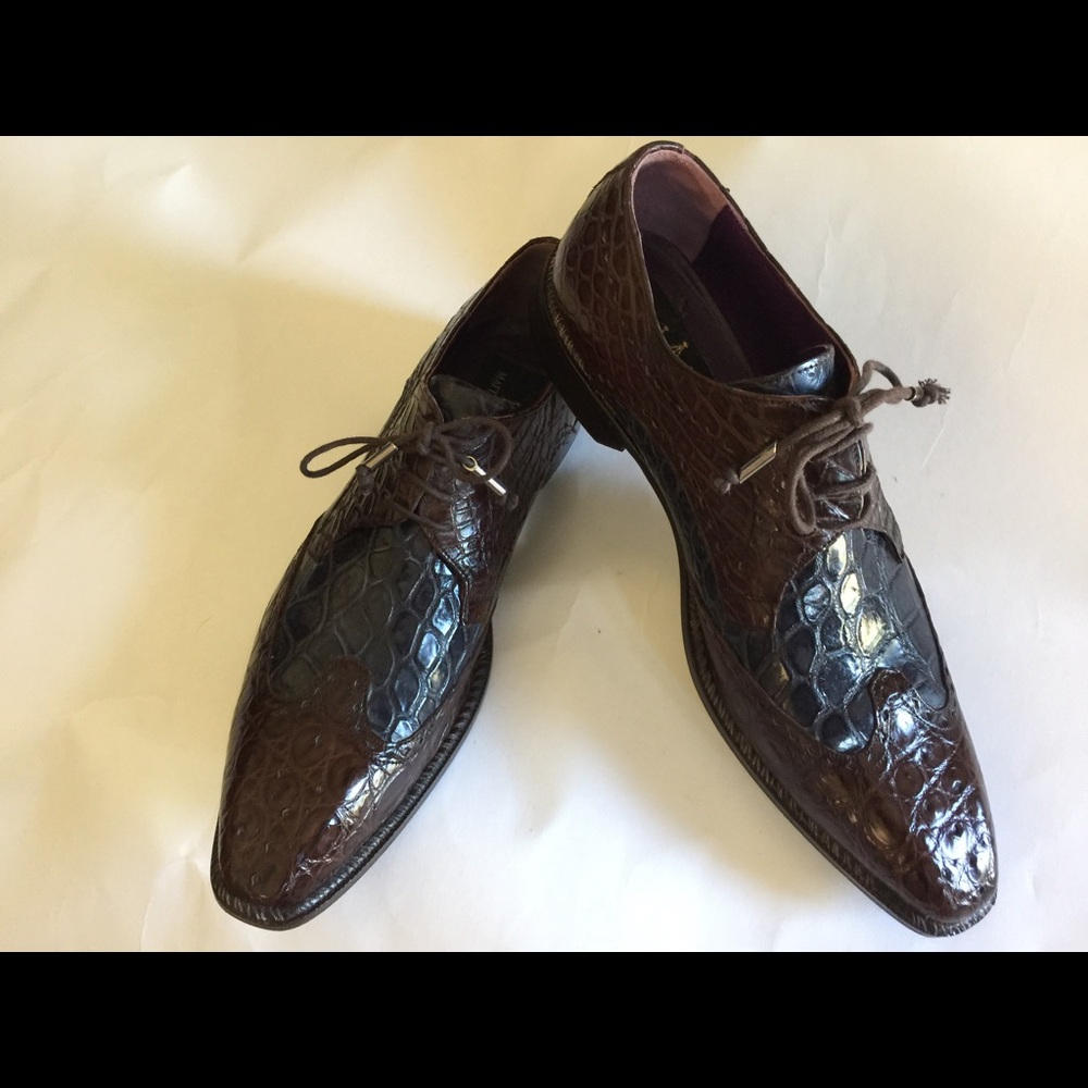 Elegant Brown Crocodile Pattern Oxfords